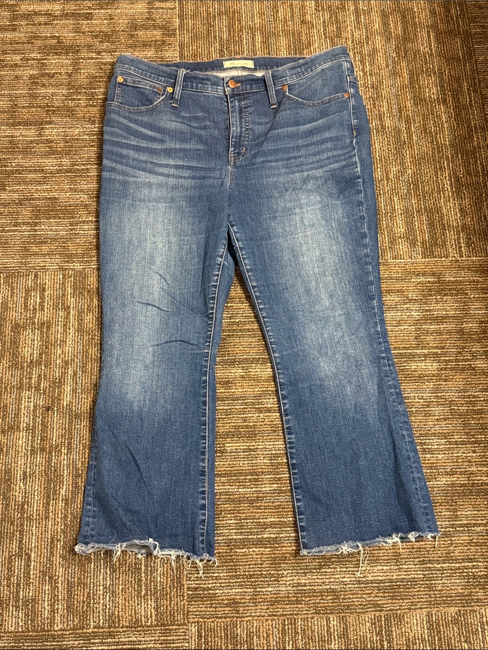 Madewell Blue Distressed Wide Leg Jeans